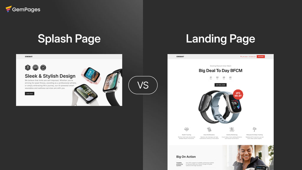 Splash Page vs. Landing Page Key Differences GemPages