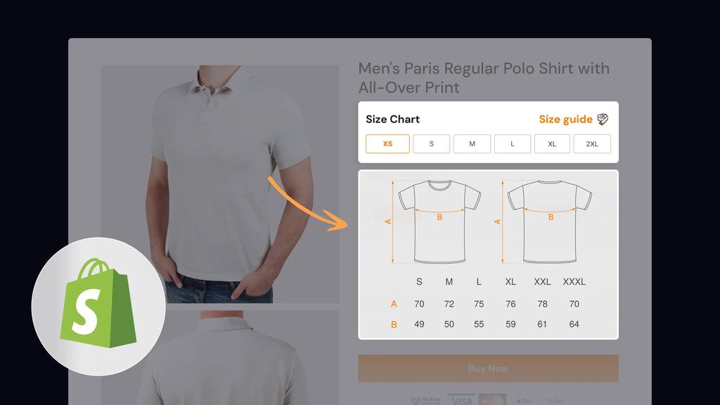 how to add a size chart to shopify product pages